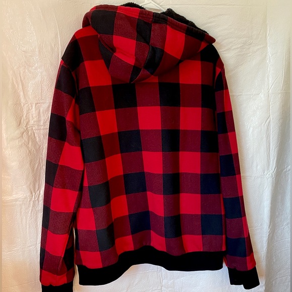 Old Navy Men's Buffalo Plaid Sherpa Hooded Jacket XL - Picture 2 of 6